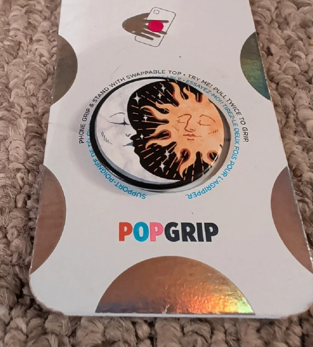 PopSocket PopGrip Sun&Moon Design - Black,White,Yellow,Orange